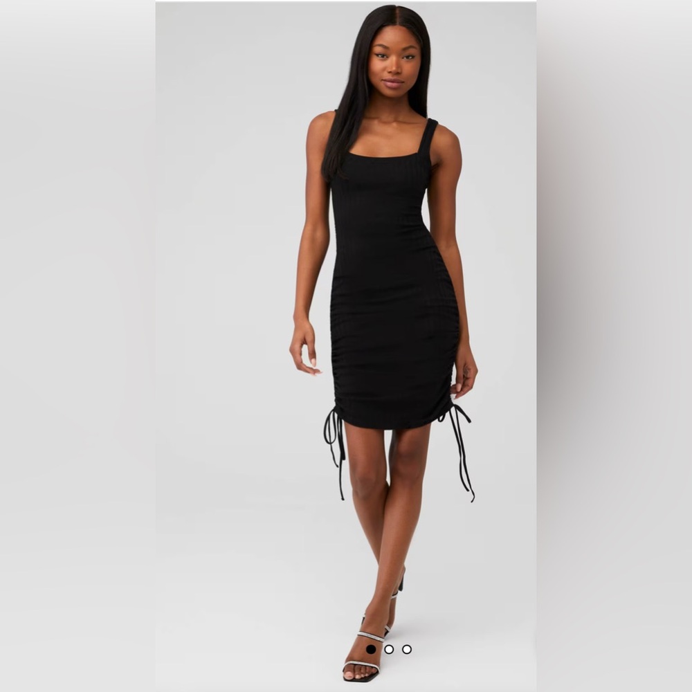 MINKPINK Black Ruched Midi Dress